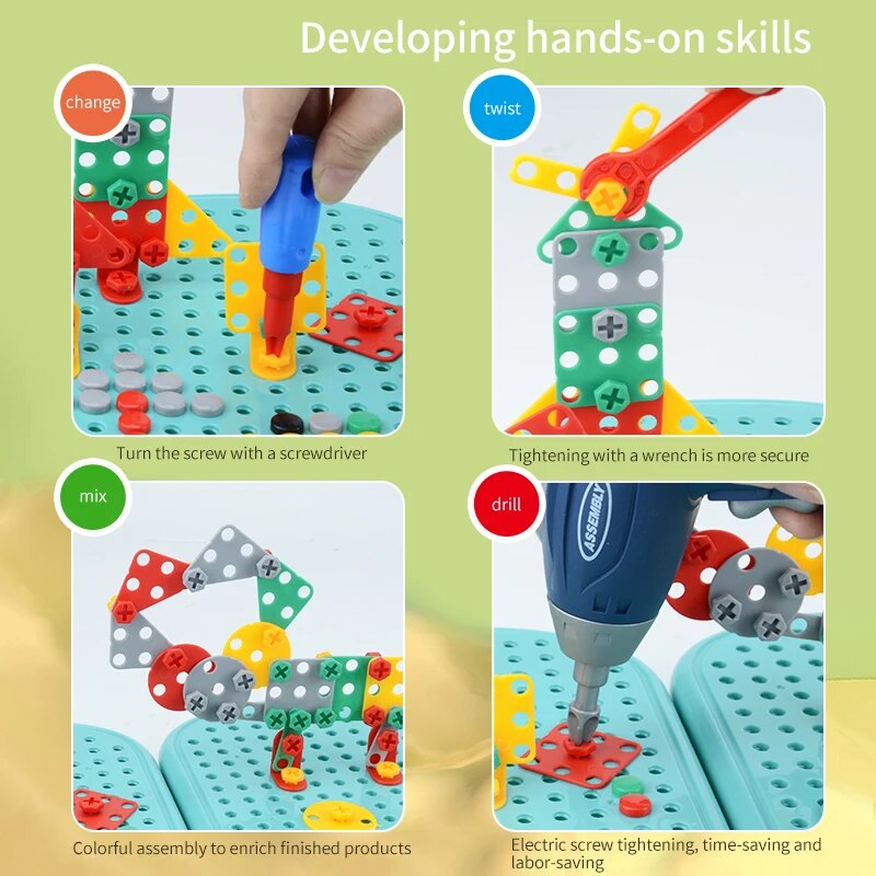 203-Piece STEM Building Block Drill Set for Kids