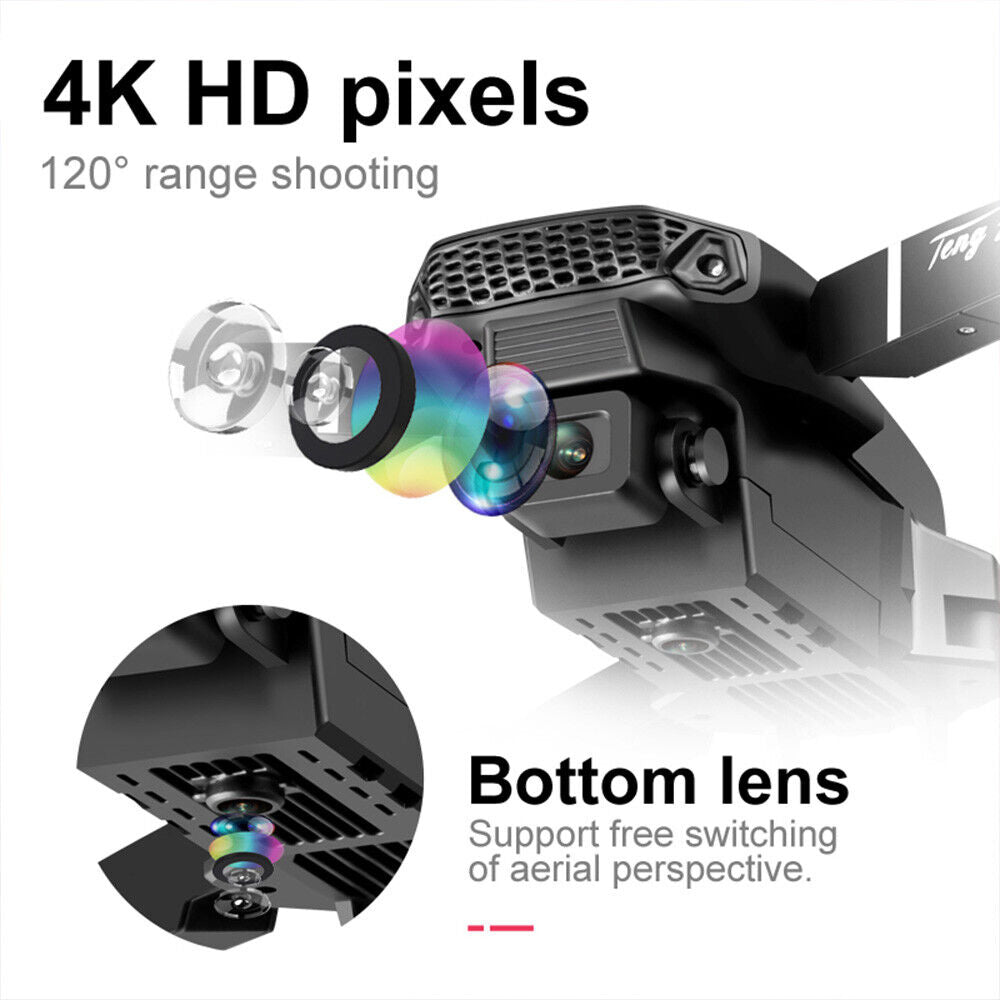 E88 Pro 4K Foldable Drone — Dual Camera, WiFi FPV, Beginner Ready
