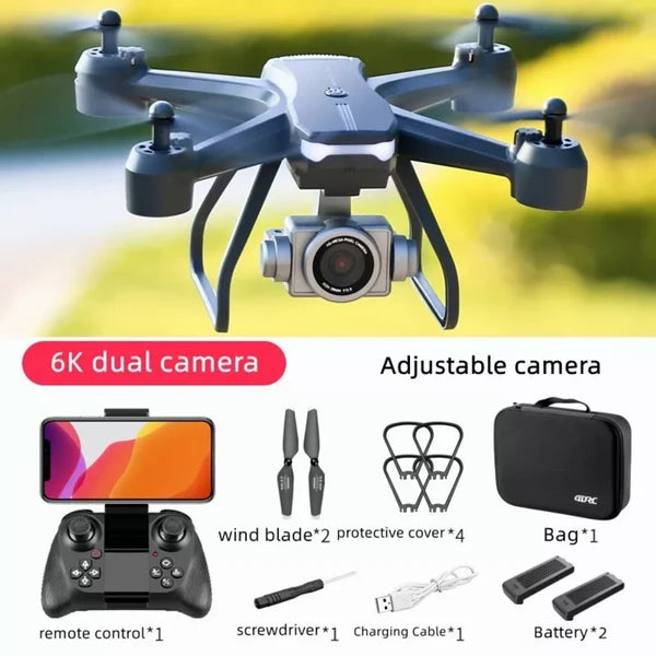 2026 Pro 6K Dual Camera Drone — Long Flight Time, 2-Battery Bundle